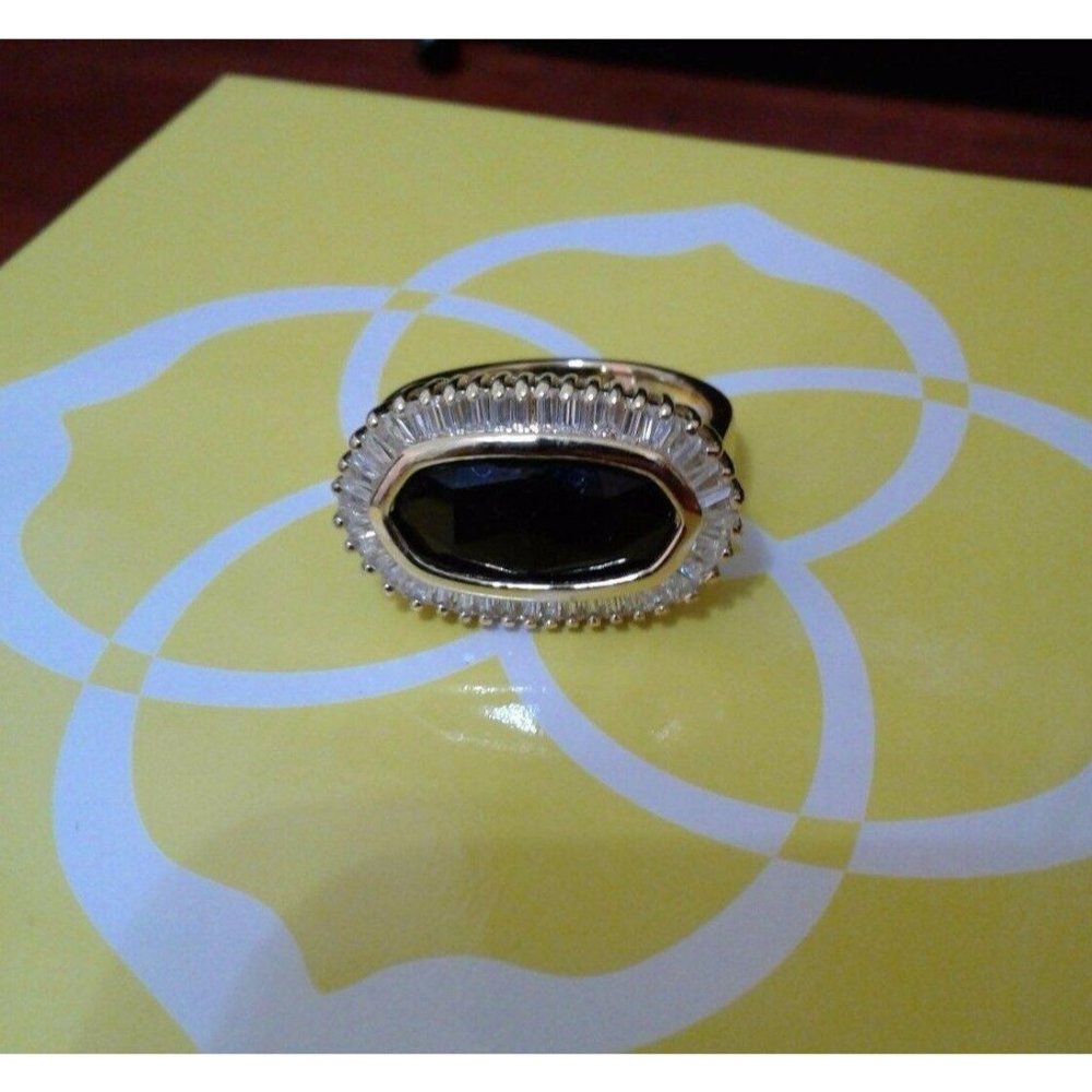 Kendra Scott Black Tourmaline Kaki Luxe Ring 7